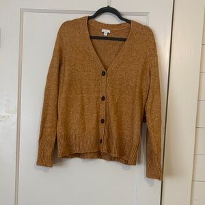 J. Jill Mustard V-Neck Cardigan Sweater